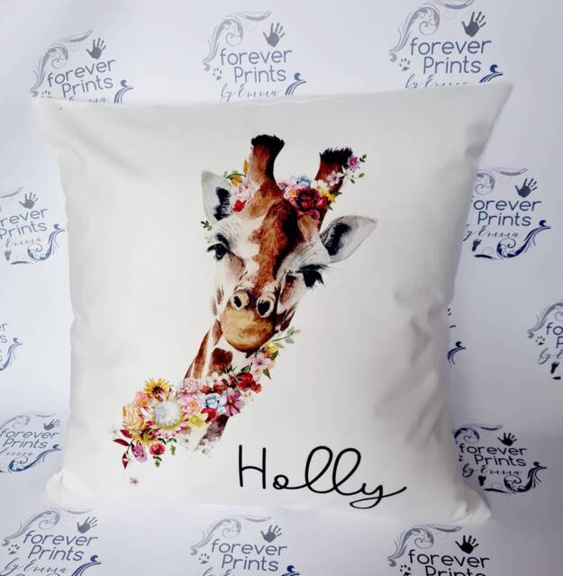 Personalised Giraffe Cushion, Safari Animal Gift - image 1