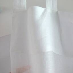 Tab Top Linen Curtain, Sheer White Burlap, Custom Drapes - thumbnail 2