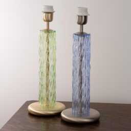 Murano Glass Table Lamp, Cylinder Apple Green Color With Brushed Finish, Height 40 cm Design Lamps Made in Italy - thumbnail 3
