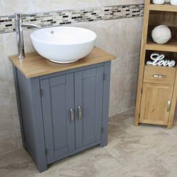 Bathroom Vanity Grey Painted Cloakroom Small Slimline Unit - Ceramic Basin Choice 310Gcbc - thumbnail 2