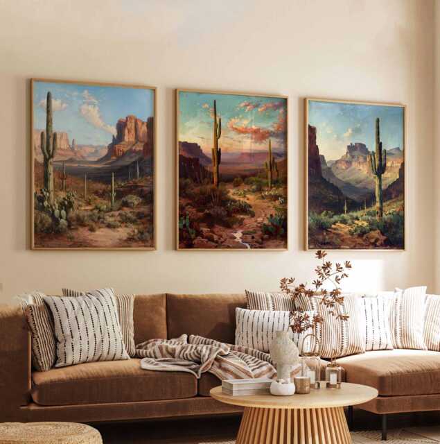 Set Of 3 Arizona Posters, Prints, Travel Wall Art Set, Desert Landscape Southwest - image 1