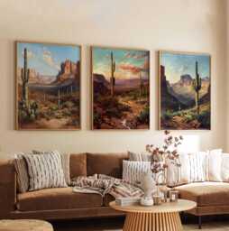 Set Of 3 Arizona Posters, Prints, Travel Wall Art Set, Desert Landscape Southwest