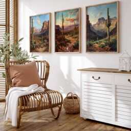 Set Of 3 Arizona Posters, Prints, Travel Wall Art Set, Desert Landscape Southwest - thumbnail 3