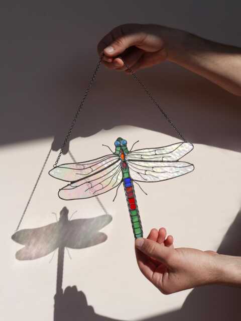 Rainbow Suncatcher Dragonfly Flowers Dream Sun Catcher Stain Glass Christmas Home House Decor Window Wall Decoration Nature Art - image 1