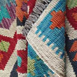 Kilim Rug Multicolour, Handmade Artisan Afghan Turkish Scandinavian Navajo Bohemian Flatweave Natural Wool 120x89 cm - thumbnail 4