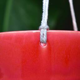Handmade Ceramic Hanging Planter - Neon Orange Glaze, Succulent Pot - thumbnail 2