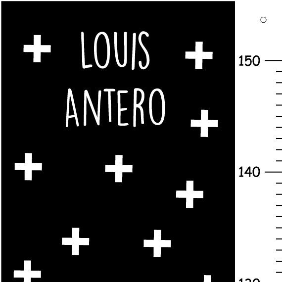 Personalized Children Height Chart, White Crosses Kids Wall Decor, Canvas Boys Growth Chart - image 1