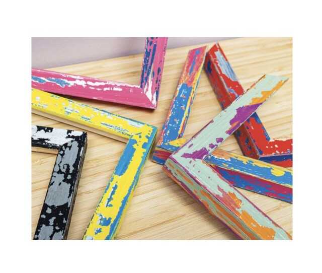 Colourful Picture Frame, Quirky Distressed Wooden Photo Custom Size, Handmade Paint Splash - image 1