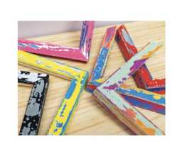 Colourful Picture Frame, Quirky Distressed Wooden Photo Custom Size, Handmade Paint Splash