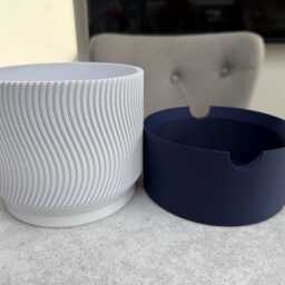 Ribbed Planter Set - 2-Piece Self-Watering Plant Pots - Modern Minimalist Indoor Decor 3D Printed - thumbnail 3