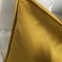 Self Piped Ochre Plain Gold Cushion Cover Bold Satin Fabric, Textured Ribbed Modern Sofa Bed Pillow Accent Cushion - thumbnail 4