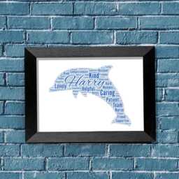 Personalised Dolphin Word Art Print, Custom Sea Life Gift, Ocean Wall Decor, Nursery Keepsake - thumbnail 3