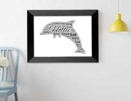 Personalised Dolphin Word Art Print, Custom Sea Life Gift, Ocean Wall Decor, Nursery Keepsake - thumbnail 1
