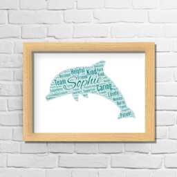 Personalised Dolphin Word Art Print, Custom Sea Life Gift, Ocean Wall Decor, Nursery Keepsake - thumbnail 2