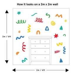 Colorful Doodle Fabric Wall Stickers Removable Kids Room Decor - thumbnail 3