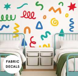Colorful Doodle Fabric Wall Stickers Removable Kids Room Decor - thumbnail 1