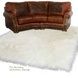 Plush Faux Sheepskin Rug - Shaggy White Fur Accent, Usa Handmade - thumbnail 2