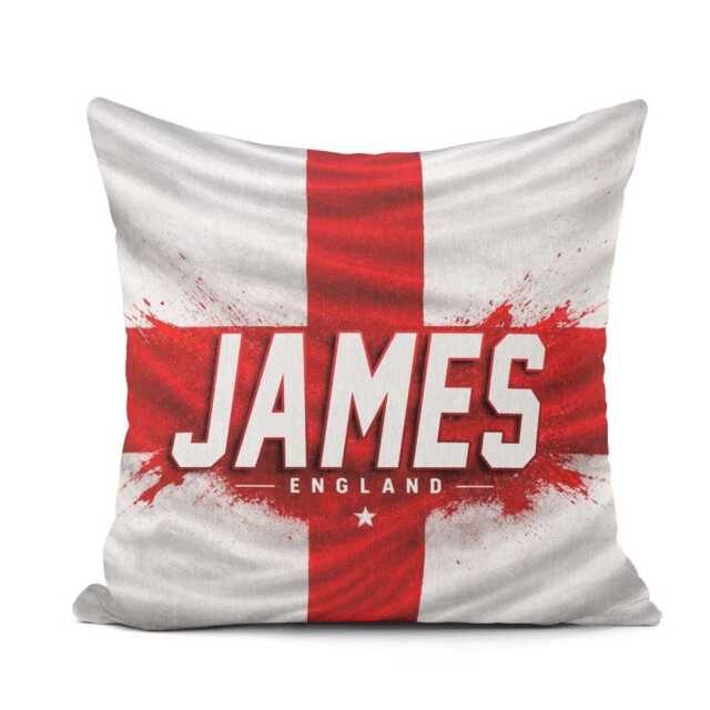 Personalised Name England Flag Cushion Three Lions Football Supporter Gift St Georges Cross Sports Fan Boys Custom Bedroom Match Day Decor - image 1
