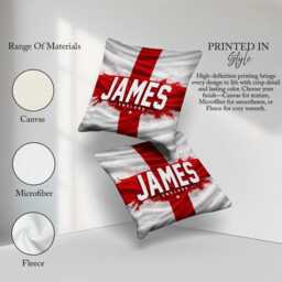 Personalised Name England Flag Cushion Three Lions Football Supporter Gift St Georges Cross Sports Fan Boys Custom Bedroom Match Day Decor - thumbnail 3