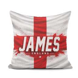Personalised Name England Flag Cushion Three Lions Football Supporter Gift St Georges Cross Sports Fan Boys Custom Bedroom Match Day Decor - thumbnail 1