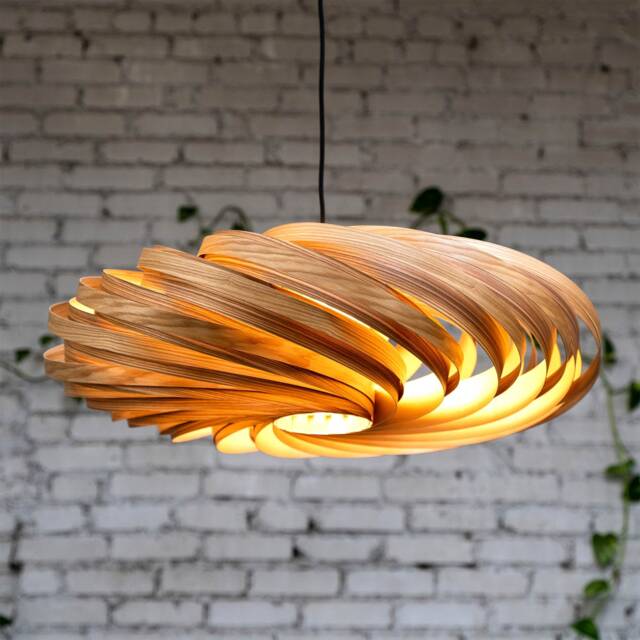 Designer Hanging Lamp Made Of Olive Ash Wood. Handmade Wooden From Cologne Studio - image 1