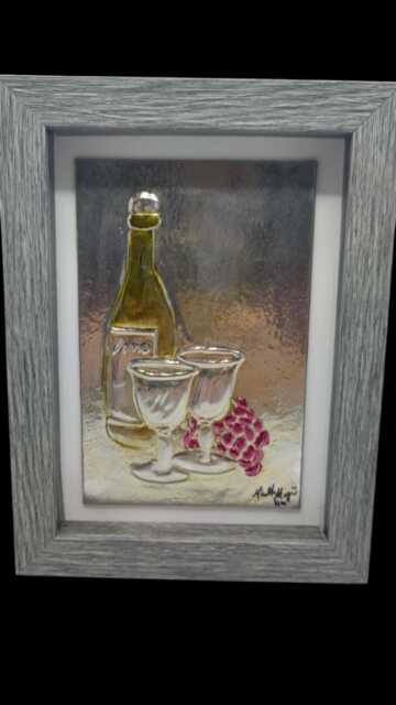 Wine & Grapes Metal Art/Repujado Art Card/Repousse - image 1