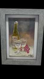 Wine & Grapes Metal Art/Repujado Art Card/Repousse