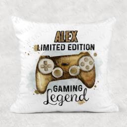Personalised Gaming Legend Cushion - Gold Controller Gamer Name Boys Birthday Game Room Gift - thumbnail 3