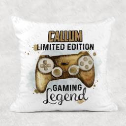 Personalised Gaming Legend Cushion - Gold Controller Gamer Name Boys Birthday Game Room Gift - thumbnail 4