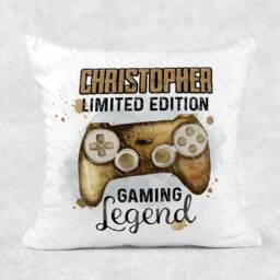 Personalised Gaming Legend Cushion - Gold Controller Gamer Name Boys Birthday Game Room Gift - thumbnail 2