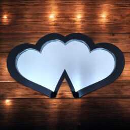 Love Hearts Acrylic Mirror With Color Frame & Hooks - Bespoke Engraving - thumbnail 2