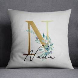 Nana Birthday Cushion - Pink Floral Initial Throw Pillow For Nan & Nanny Gift - thumbnail 1
