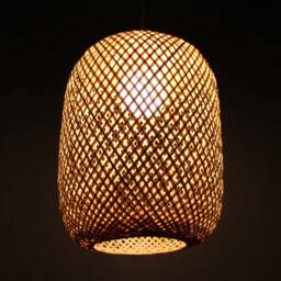 Handwoven Bamboo Pendant Light Drum-Shaped Chandelier - thumbnail 3