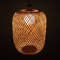 Handwoven Bamboo Pendant Light Drum-Shaped Chandelier - thumbnail 2