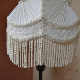 Handcrafted Chiffon Silk Lampshade White Scallop Dome With Fringe - thumbnail 3