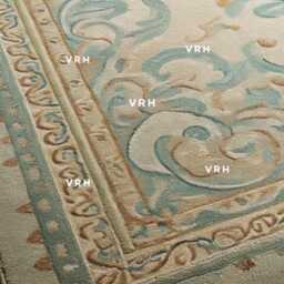 Hand Knotted Wool Oushak Rug Blue Floral Turkish Area Rug - thumbnail 3
