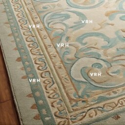 Hand Knotted Wool Oushak Rug Blue Floral Turkish Area Rug - thumbnail 4