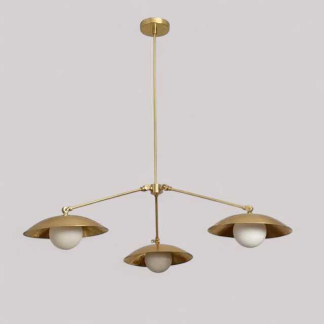Mid-Century Modern Brass Sputnik Chandelier - 3 Light Pendant - image 1