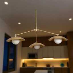 Mid-Century Modern Brass Sputnik Chandelier - 3 Light Pendant - thumbnail 2