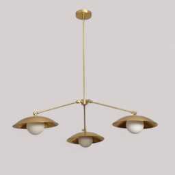 Mid-Century Modern Brass Sputnik Chandelier - 3 Light Pendant - thumbnail 1