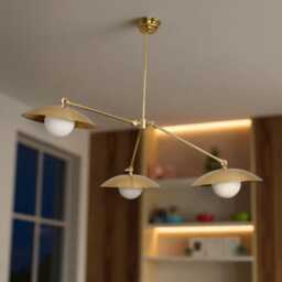 Mid-Century Modern Brass Sputnik Chandelier - 3 Light Pendant - thumbnail 3