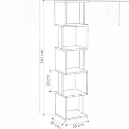 5-Tier Wall Mounted Cube Bookcase - Modern Open Display Shelf Floating Storage Unit - White, Light Mocha - 30x35x161cm - thumbnail 2