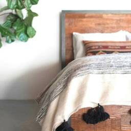 Tassel Blanket - Handmade Pom Blanket Moroccan Organic Throw Bedroom Gift Idea - thumbnail 2