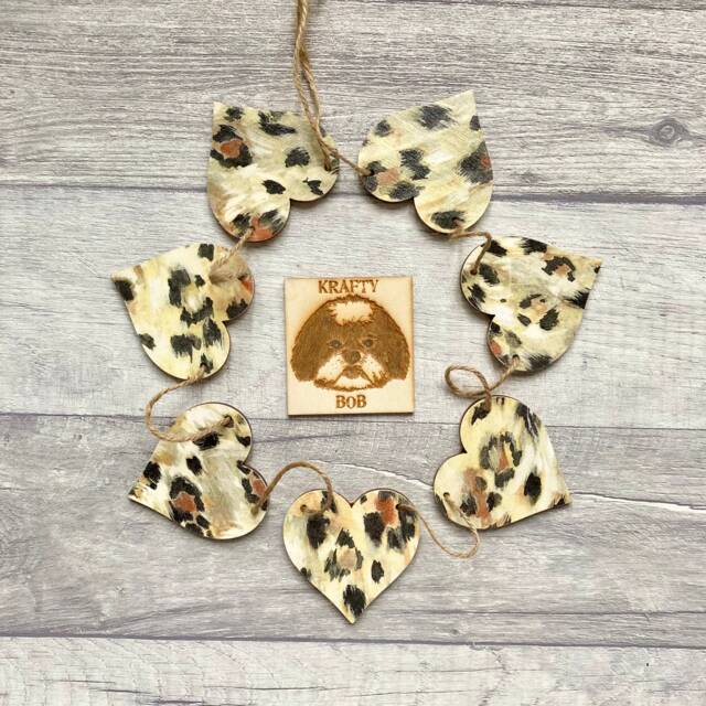 Animal Print Garland, Wooden Leopard Bunting, Safari Wall Decor, Cheetah Gifts For Her - image 1