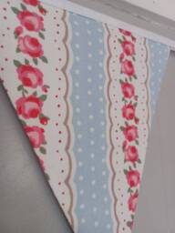 Vintage Style Floral Fabric Bunting - Rosebuds & Spots in A Striped Design - thumbnail 1