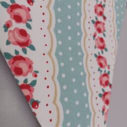 Vintage Style Floral Fabric Bunting - Rosebuds & Spots in A Striped Design - thumbnail 3