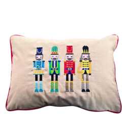 Christmas Embroidered Linen Oblong Nutcracker, Cushion Cover, Ready To Post - thumbnail 4