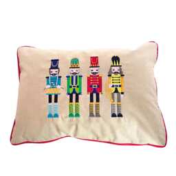 Christmas Embroidered Linen Oblong Nutcracker, Cushion Cover, Ready To Post - thumbnail 1