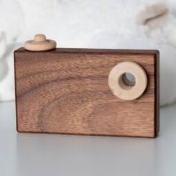 Walnut Wood Baby Camera Toy - Organic Beeswax Finish - thumbnail 3