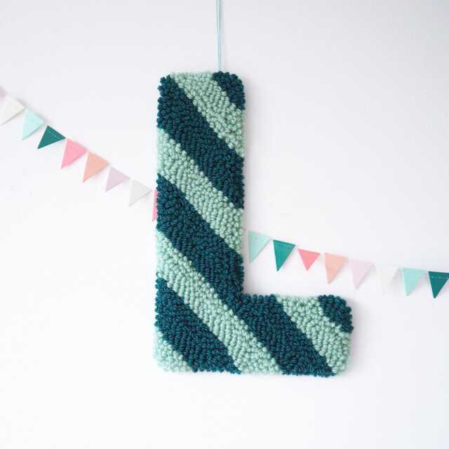 Aqua & Teal Stripe Custom Letter Nursery Wall Hanging - image 1